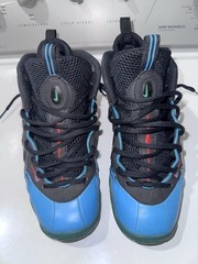 Nike Foamposite Unisex Kids High Top Sneakers Black/Blue/Red Lace Up Sz 7