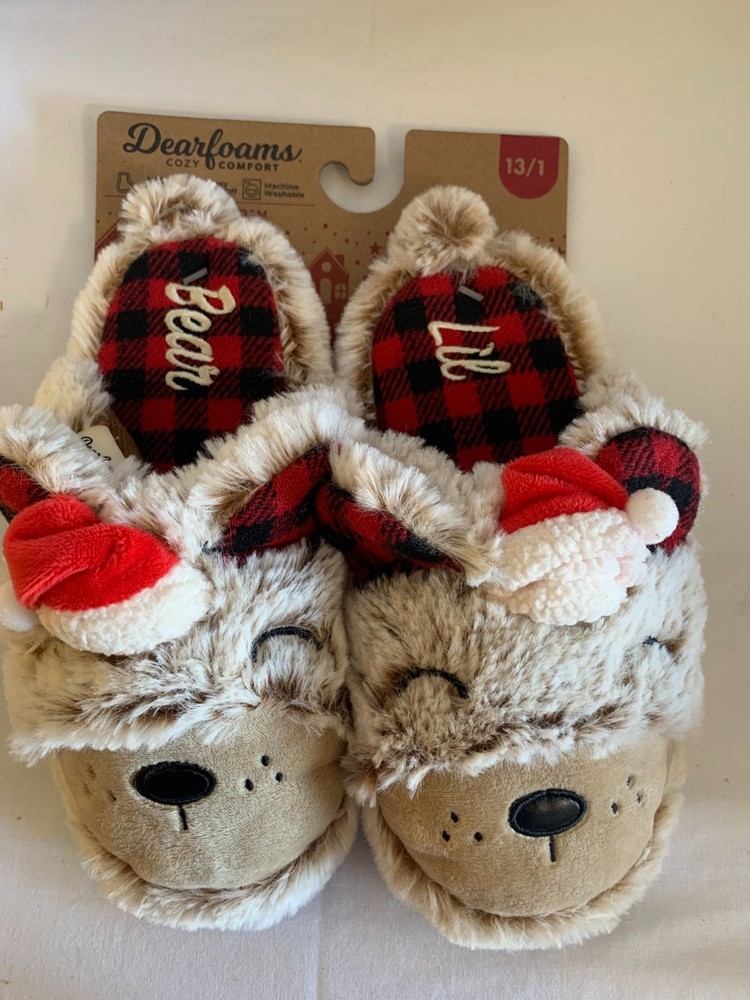 Dearfoams Cozy Comfort Lil Bear Slippers Size 13/1 Kids