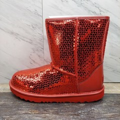 UGG Classic II Gel Hearts Red Sequin Boots 1151613K Size 6 Kids Women’s 7 NIB