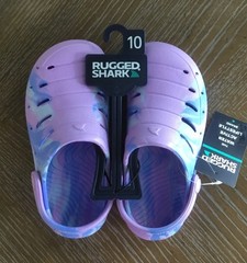 Rugged Shark Swivel Strap EVA Clogs Sandals Purple Unisex Toddler Size 10