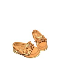 Sperry Leather Top Sider Kids Size 9 Tan Leather Boat Shoes Memory Foam