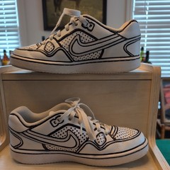 Nike Son of Force Gs Triple White Custom Sharpie, Size 6.5Y/8wms/6.5mens