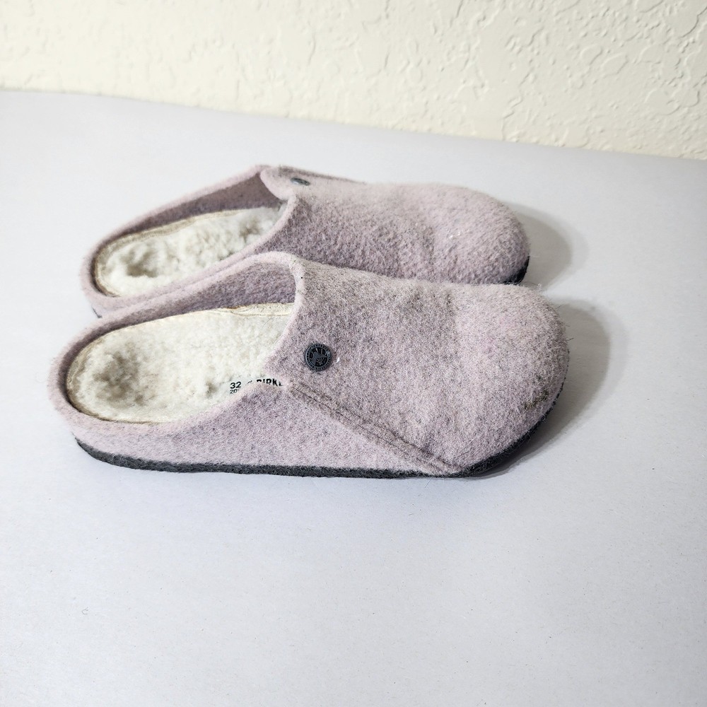 Birkenstock Zermatt Kids Wool Felt Shearling Lined Slippers Lavender Purple 32