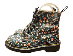 DR. MARTENS BLACK FLORAL BOOTS MADE IN ENGLAND RARE VINTAGE 13C UK / 1Y US