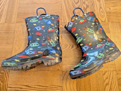 Kids Rain Boots Size 3 Space Rockets UFO Waterproof Rubber Boots Boys Girls