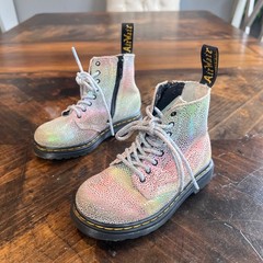 Dr. Martens 1460 Pascal T Boots Rainbow Holographic Kids Size 8 AW004 Side Zip