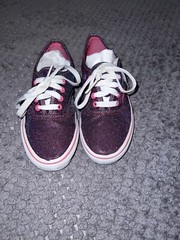 VANS Off The Wall Shoes Sparkle Metallic/Purple Kids Low Top Sneakers Size 1.5