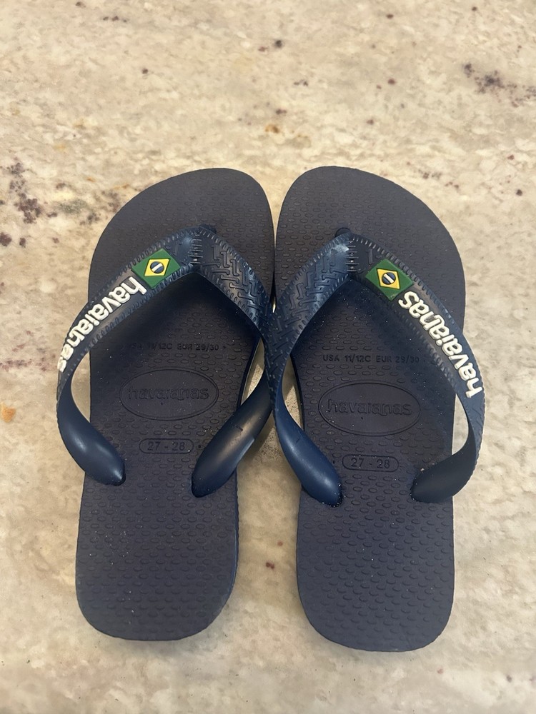 Havaianas Kids Flip Flops – Size US 11-12 / EU 27-28 – Navy Blue NEW