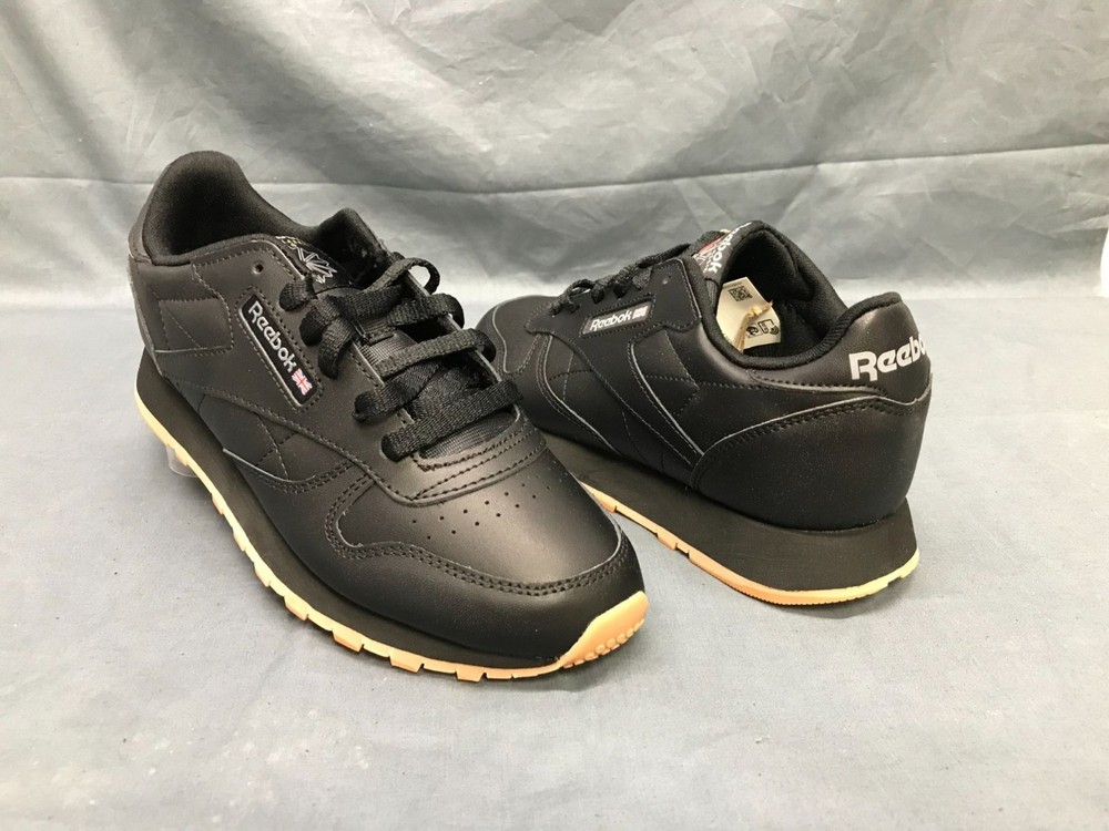 Reebok Kids Classic Leather Casual Sneakers Black Black Gum Size 3 NEW NO BOX!