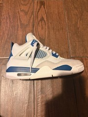 Jordan Air Jordan 4 Retro (GS) White/Blue Leather Sneakers 7Y HF4281 141