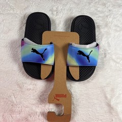 Puma Cool Cat Dark Prismatic PS Slides Black Fuchsia NWT Purple Blue Kids 11C