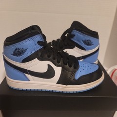 Air Jordan 1 UNC Toe Retro High OG Size 13.5c PS Kids Sneakers Blue FD1412-400