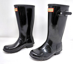 Hunter Rain Boots Youth US Size 2 Black Original Kids Gloss Waterproof Rubber