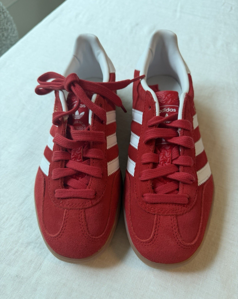 adidas Gazelle Kids Red/White Suede Low Top Sneakers US 4 EU 36 UK 3.5
