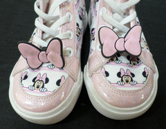 GROUNDUP DISNEY MINNY MOUSE LACE UP ZIPPER HIGH TOP PINK/WHITE SHOES TODDLER 10