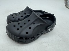 DAMAGED Crocs Baya Clogs Kids Black Rubber Slip-On Lightweight Casual – C13