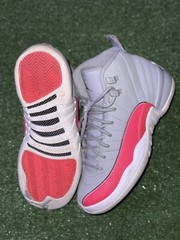 Jordan 12 Retro Mid Wolf Grey Racer Pink Size 6Y