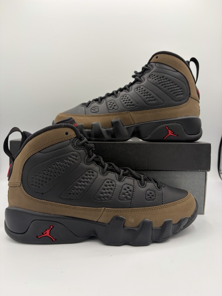 Air Jordan 9 Retro Olive (GS) Black/Brown/Red HV4574-030 Size 4.5Y/6W Brand New