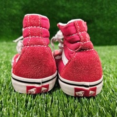 Vans Hook And Loop Red White High Top Shoes Sneakers Youth Size 2