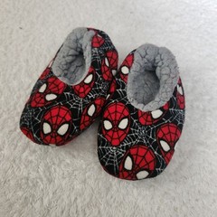 Marvel Spiderman Toddler Slippers Red Black Web Print Plush House Shoes Size 6