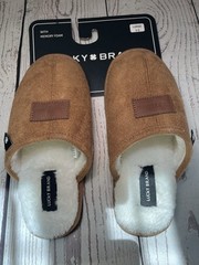New Lucky Brand Tan Memory Foam Lined Kids Open Back Slippers Size Large 2-3