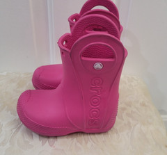 Crocs Waterproof Handle It Rain Boot Kids Size C7 Lightweight Pink Excellent
