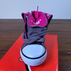 Collection O High Top Sneakers Kids Size 4 Grey Fuchsia Fold Down Canvas NEW