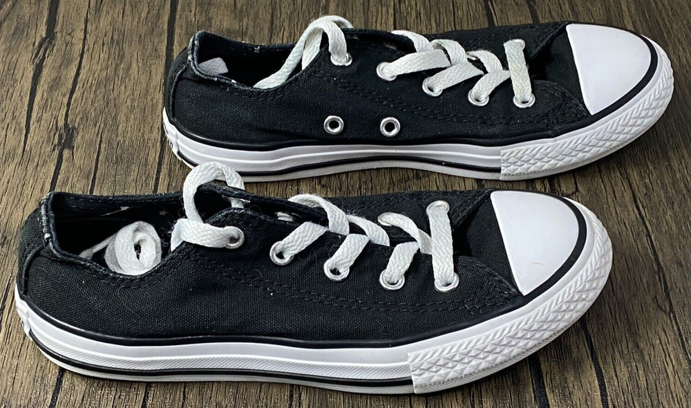 Converse All Star Black Skater JUNIOR SIZE 1 Shoes ~ DOUBLE TONGUE