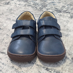 Livie & Luca Blue Brown Leather Hook & Loop Low Top Sneakers Kids US 12