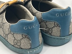 Authentic Gucci Kids Preowned Slip On DINOSAUR Brown Yellow Sneakers Size 32