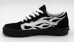 Vans Old Skool Metallic Flame Black/Silver Youth Sizes (Free Shipping)