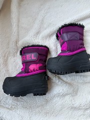 NWD $75 Sorel Snow Commander Boot Purple Dahlia Groovy Pink Toddler US4/UK3/EU21