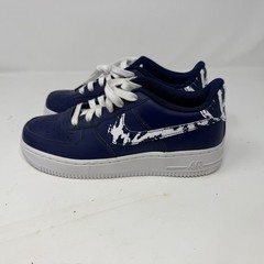 Nike Air Force 1 Low Blue Void Camo Swoosh Youth Size 5.5Y Sneakers CW1574-400