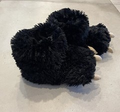 Lazy One Slippers Kids Medium M 13-3 Black Slip On Furry Bear Paw Halloween