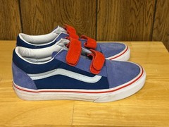 Vans Old Skool kids size 4 Suede Blue & Red sneakers skateboard V 2 straps shoes