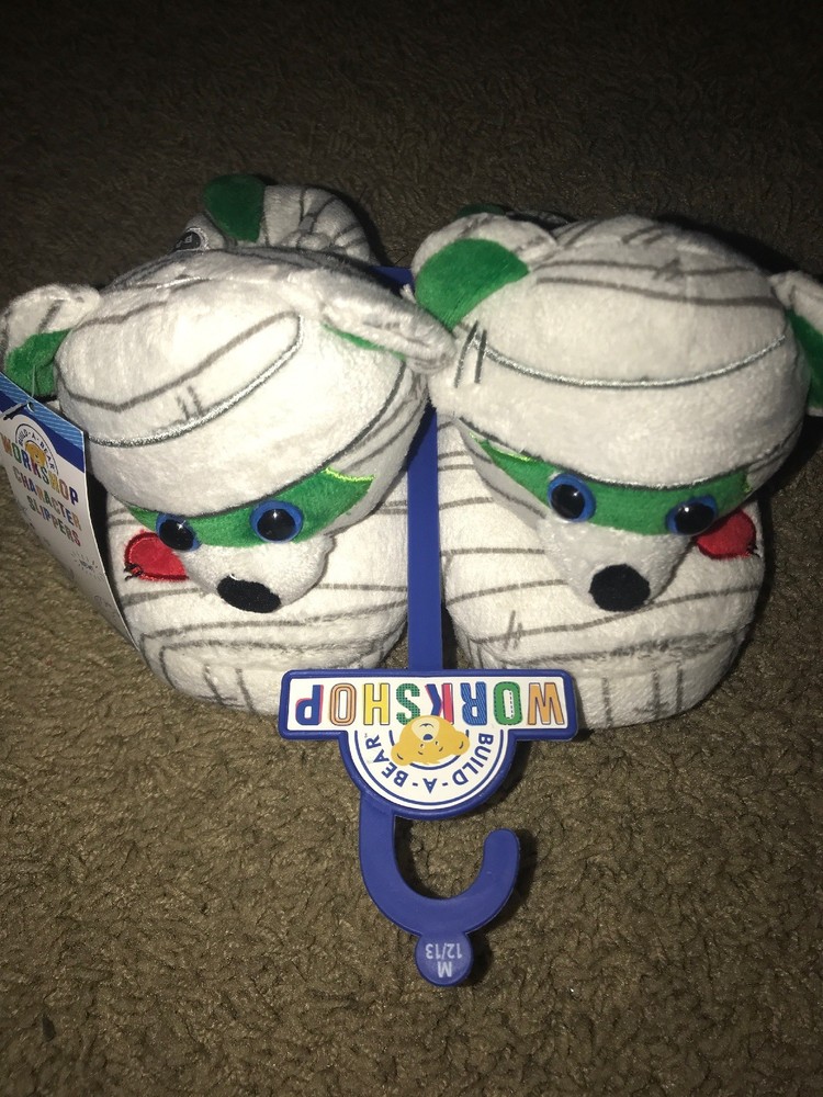NEW Build-A-Bear Workshop Kids / Youth Slippers Mummy Teddy Bear – MED 12/13