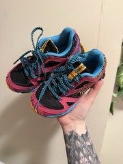 Reebok ZigTech Kids Athletic Shoes Pink Blue Black Yellow Mesh Lace Up Size 10.5