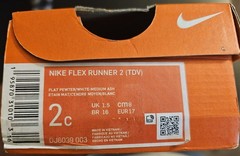 Nike Flex Runner 2 TDV Toddler Size 2C Pewter Gray White DJ6039-003 NIB