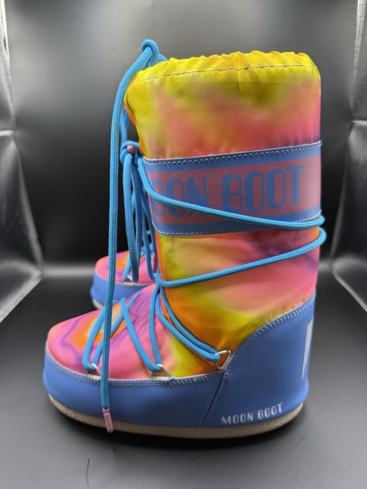 Moon Boot Icon Nylon Tie Dye Multicolor Snow Boots Kids 13.5C EU 31 32 Youth
