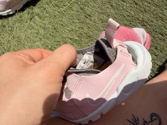 Nike Unisex Kids US 5 Pink/White/Gray Mesh Hook & Loop Low-Top Sneakers