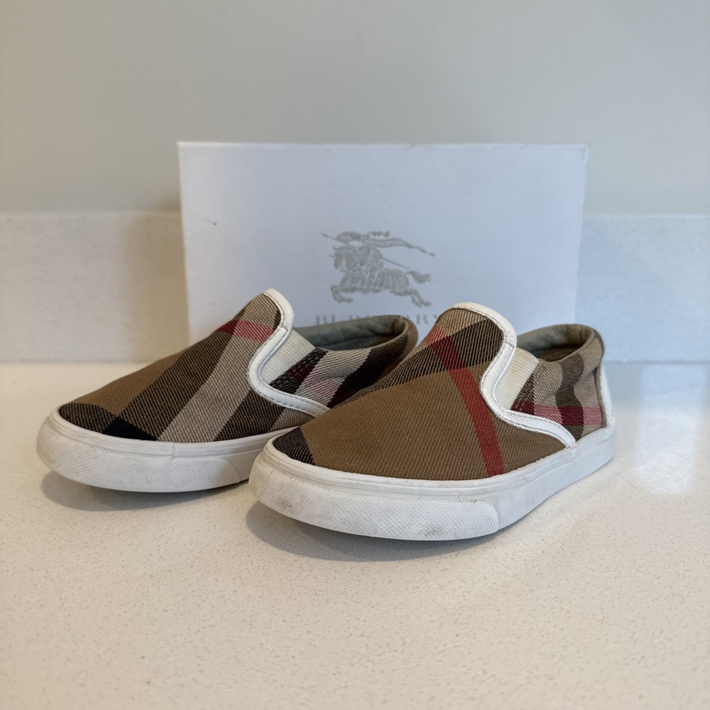Burberry Children’s Brown Nova Check Slip On Shoes Size 26 (US Size 9.5)
