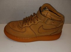 Nike Air Force 1 Brown Wheat Mid Top 859337-200 ~ Kids 2.5Y **SCHOOL SHOES**