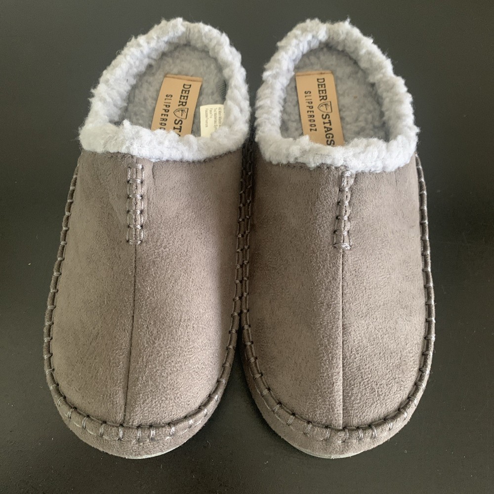 Deer Stags Slipperooz Lil Nordic Big Kid Slipper Size 5 Grey Blue Faux Fur Shoes