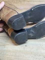Old West 1129 Western Boot Tan Brown Canyon Kids Size 1.5 Leather W/Loops