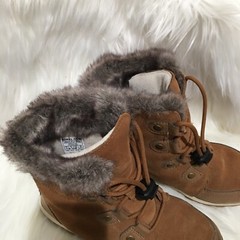 Sorel Tan Leather Fur Boots Size 4