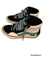 Vans Off the Wall High Top Black White Suede Skateboarding Shoes Men’s Size 3.5