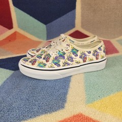 Vans Authentic Dragon Skateboarding Print Kids Shoes Cream Purple 13.5 Kids