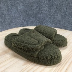 Cat&Jack Slipper Youth Toddler 4-5 Single Strap Faux Shearling Slide Flats Green