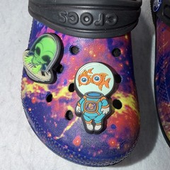 Crocs Classic Lined Clogs Kids C11 Galaxy Space Print Alien Jibbitz Black Fleece