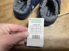 Crocs Classic Lined Clog C4 Kids Navy Blue Fuzzy Lined Slip On Shoes NWT